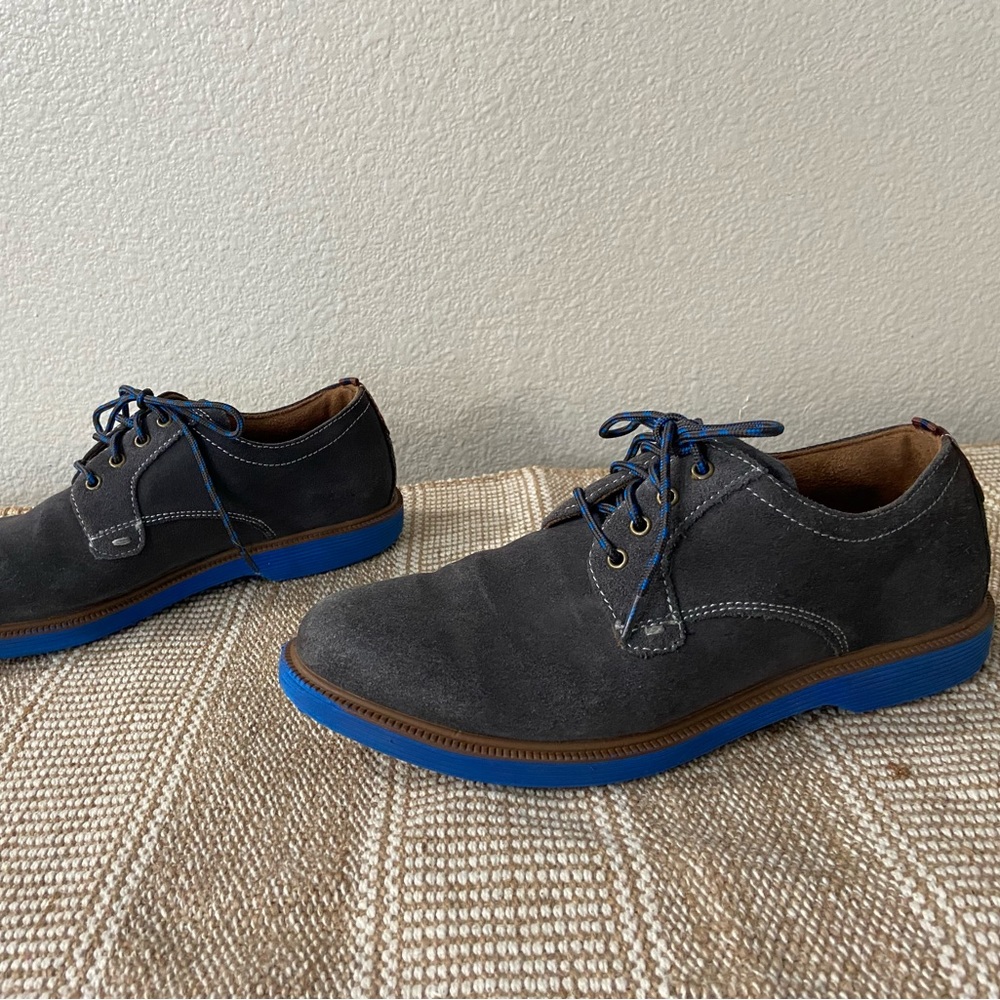 Florsheim Gray Blue Leather Suede Lace Up Plain ToeComfortech Supacush Jr Oxford
